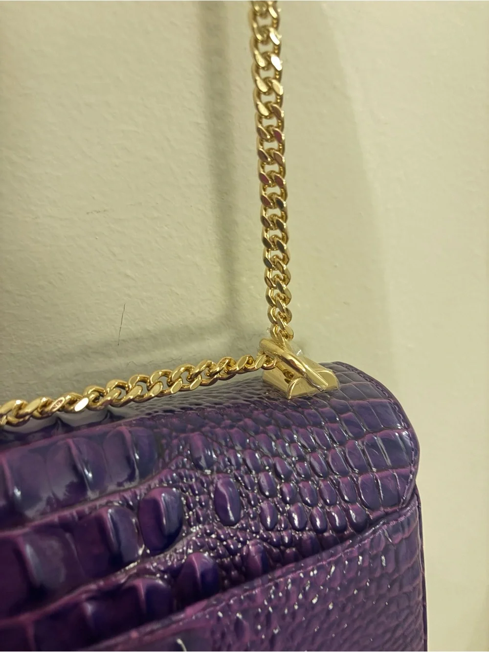 Brahmin Rosalie Royal Purple Croc-Embossed Chain Crossbody